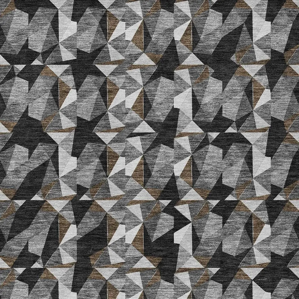 10' X 14' Black And Graphite Geometric Washable Indoor Outdoor Area Rug Homeroots Outdoor